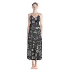 Doodle Art Chemistry Art Button Up Chiffon Maxi Dress by Cemarart