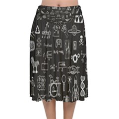 Doodle Art Chemistry Art Velvet Flared Midi Skirt by Cemarart