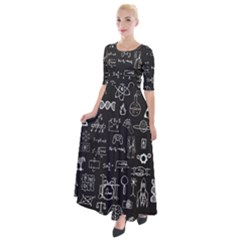 Doodle Art Chemistry Art Half Sleeves Maxi Dress by Cemarart