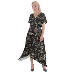 Doodle Art Chemistry Art Cross Front Sharkbite Hem Maxi Dress by Cemarart