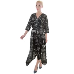 Doodle Art Chemistry Art Quarter Sleeve Wrap Front Maxi Dress by Cemarart