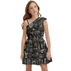 Doodle Art Chemistry Art Kids  One Shoulder Party Dress by Cemarart