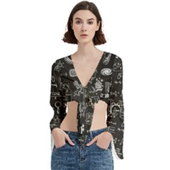 Doodle Art Chemistry Art Trumpet Sleeve Cropped Top