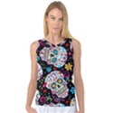 Sugar Skull Black Olorful Flower Women s Basketball Tank Top View1