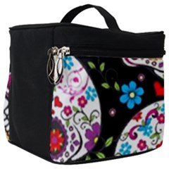 Sugar Skull Black Olorful Flower Make Up Travel Bag (big) by Cemarart