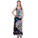 Sugar Skull Black Olorful Flower Sleeveless Velour Maxi Dress View1