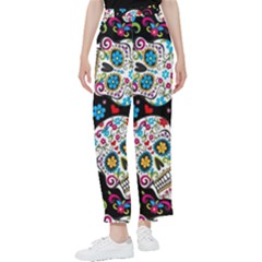 Sugar Skull Black Olorful Flower Women s Pants  by Cemarart