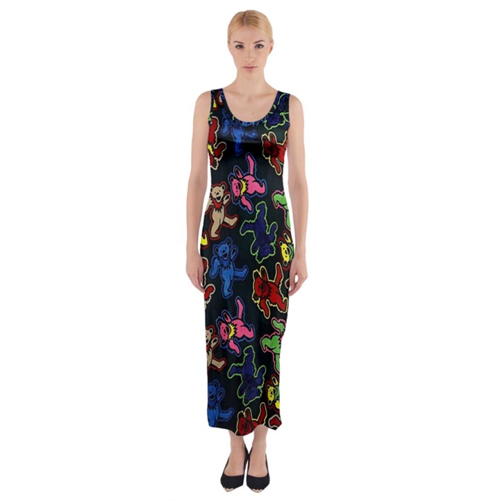 Dead Head Deadhead Grateful Dead Fitted Maxi Dress