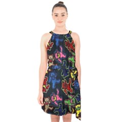 Dead Head Deadhead Grateful Dead Halter Collar Waist Tie Chiffon Dress by Cemarart