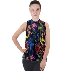 Dead Head Deadhead Grateful Dead Mock Neck Chiffon Sleeveless Top by Cemarart