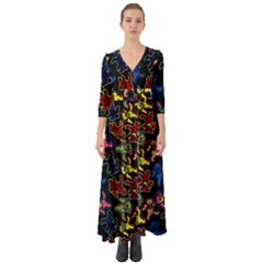 Dead Head Deadhead Grateful Dead Button Up Boho Maxi Dress by Cemarart