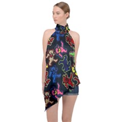 Dead Head Deadhead Grateful Dead Halter Asymmetric Satin Top by Cemarart