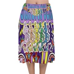 Grateful Dead Velvet Flared Midi Skirt by Cemarart