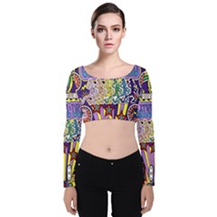 Grateful Dead Velvet Long Sleeve Crop Top