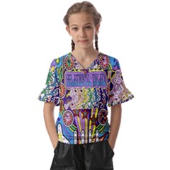 Grateful Dead Kids  V-neck Horn Sleeve Blouse by Cemarart