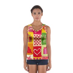 I Love You Doodle Sport Tank Top  by Cemarart