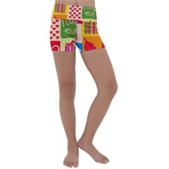 I Love You Doodle Kids  Lightweight Velour Yoga Shorts by Cemarart