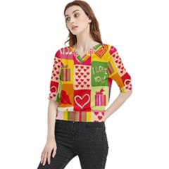 I Love You Doodle Quarter Sleeve Blouse