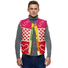 I Love You Doodle Men s Button Up Puffer Vest	 by Cemarart