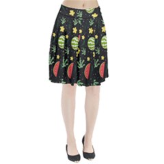 Watermelon Doodle Pattern Pleated Skirt by Cemarart