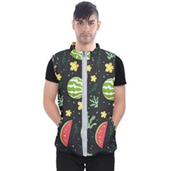 Watermelon Doodle Pattern Men s Puffer Vest by Cemarart