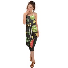 Watermelon Doodle Pattern Waist Tie Cover Up Chiffon Dress by Cemarart