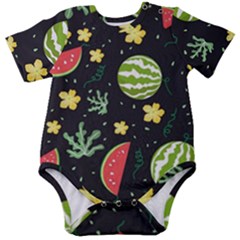 Watermelon Doodle Pattern Baby Short Sleeve Bodysuit by Cemarart