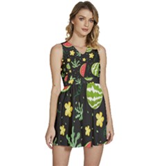 Watermelon Doodle Pattern Sleeveless High Waist Mini Dress by Cemarart