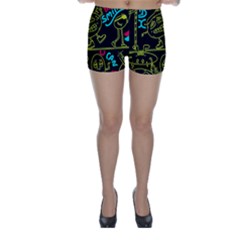 Keep Smiing Doodle Skinny Shorts by Cemarart