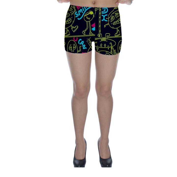 Keep Smiing Doodle Skinny Shorts