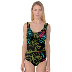 Keep Smiing Doodle Princess Tank Leotard  by Cemarart