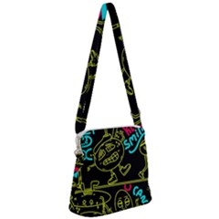 Keep Smiing Doodle Zipper Messenger Bag by Cemarart