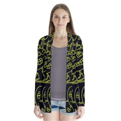 Keep Smiing Doodle Drape Collar Cardigan by Cemarart