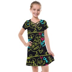 Keep Smiing Doodle Kids  Cross Web Dress by Cemarart