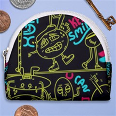 Keep Smiing Doodle Horseshoe Style Canvas Pouch by Cemarart