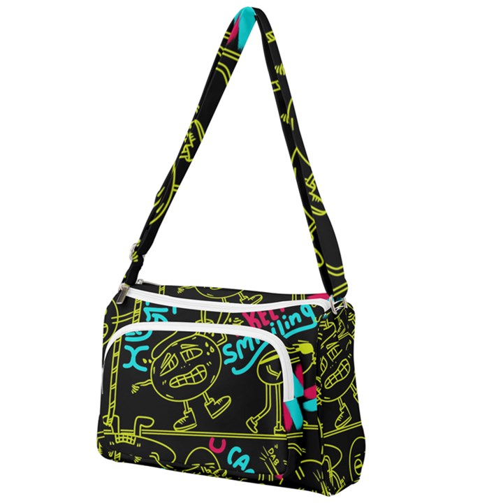 Keep Smiing Doodle Front Pocket Crossbody Bag