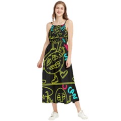 Keep Smiing Doodle Boho Sleeveless Summer Dress by Cemarart