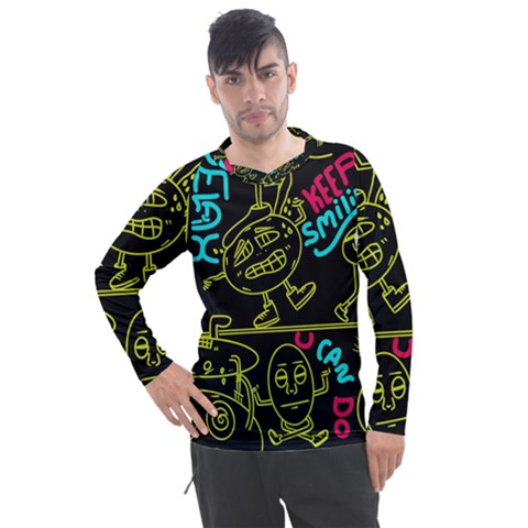 Keep Smiing Doodle Men s Pique Long Sleeve T-shirt by Cemarart