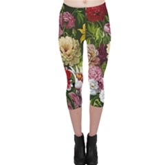 Parrot Painting Flower Art Capri Leggings  by Cemarart