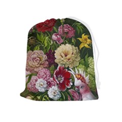 Parrot Painting Flower Art Drawstring Pouch (xl)