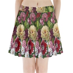 Parrot Painting Flower Art Pleated Mini Skirt by Cemarart