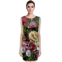 Parrot Painting Flower Art Sleeveless Velvet Midi Dress