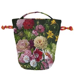 Parrot Painting Flower Art Drawstring Bucket Bag