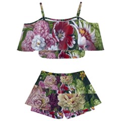 Parrot Painting Flower Art Kids  Off Shoulder Skirt Bikini by Cemarart