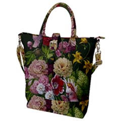 Parrot Painting Flower Art Buckle Top Tote Bag by Cemarart