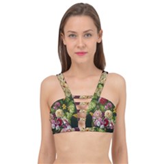 Parrot Painting Flower Art Cage Up Bikini Top by Cemarart