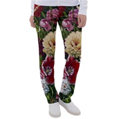 Parrot Painting Flower Art Women s Casual Pants by Cemarart