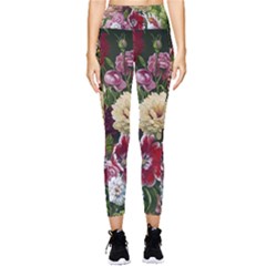 Parrot Painting Flower Art Pocket Leggings  by Cemarart