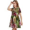 Parrot Painting Flower Art Kids  Bow Tie Puff Sleeve Dress View3