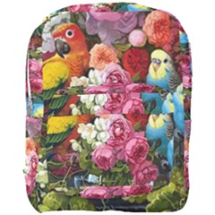 Flower And Parrot Art Flower Painting Full Print Backpack by Cemarart